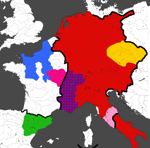 France. Catalonia, Duchy of Burgundy. sub-Kingdom of Burgundy. Holy Roman Empire. Bohemia. 1219