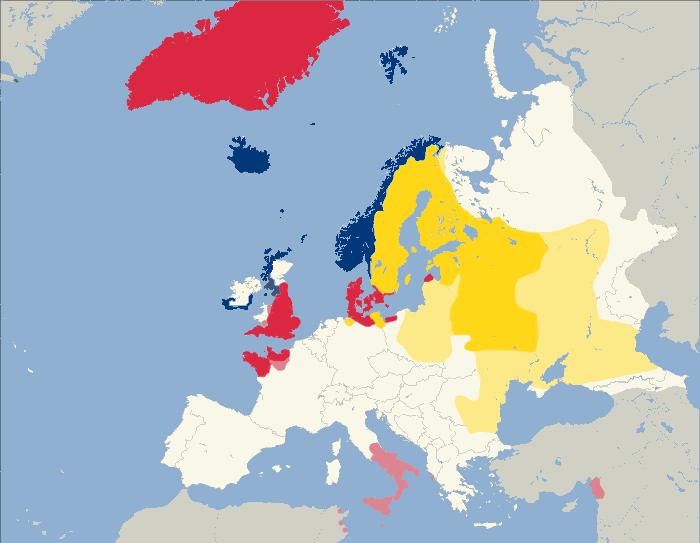Nordic peoples summary Empires Vikings Varangians Normans Rus extent